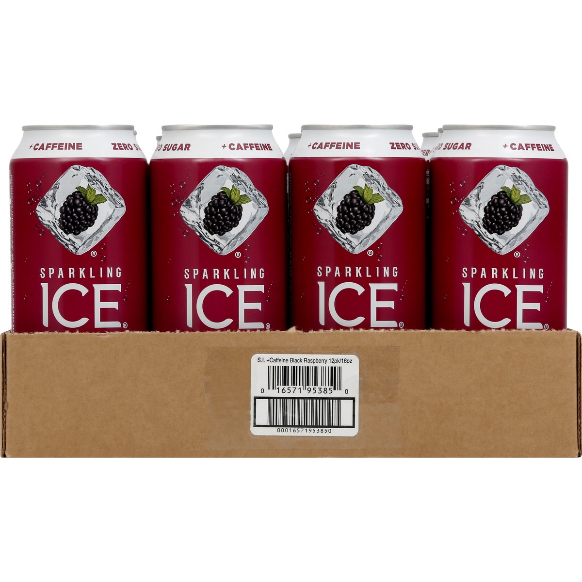 slide 7 of 10, Sparkling ICE +Caffeine Zero Sugar Black Raspberry Sparkling Water 12 - 16 fl oz Cans, 192 fl oz