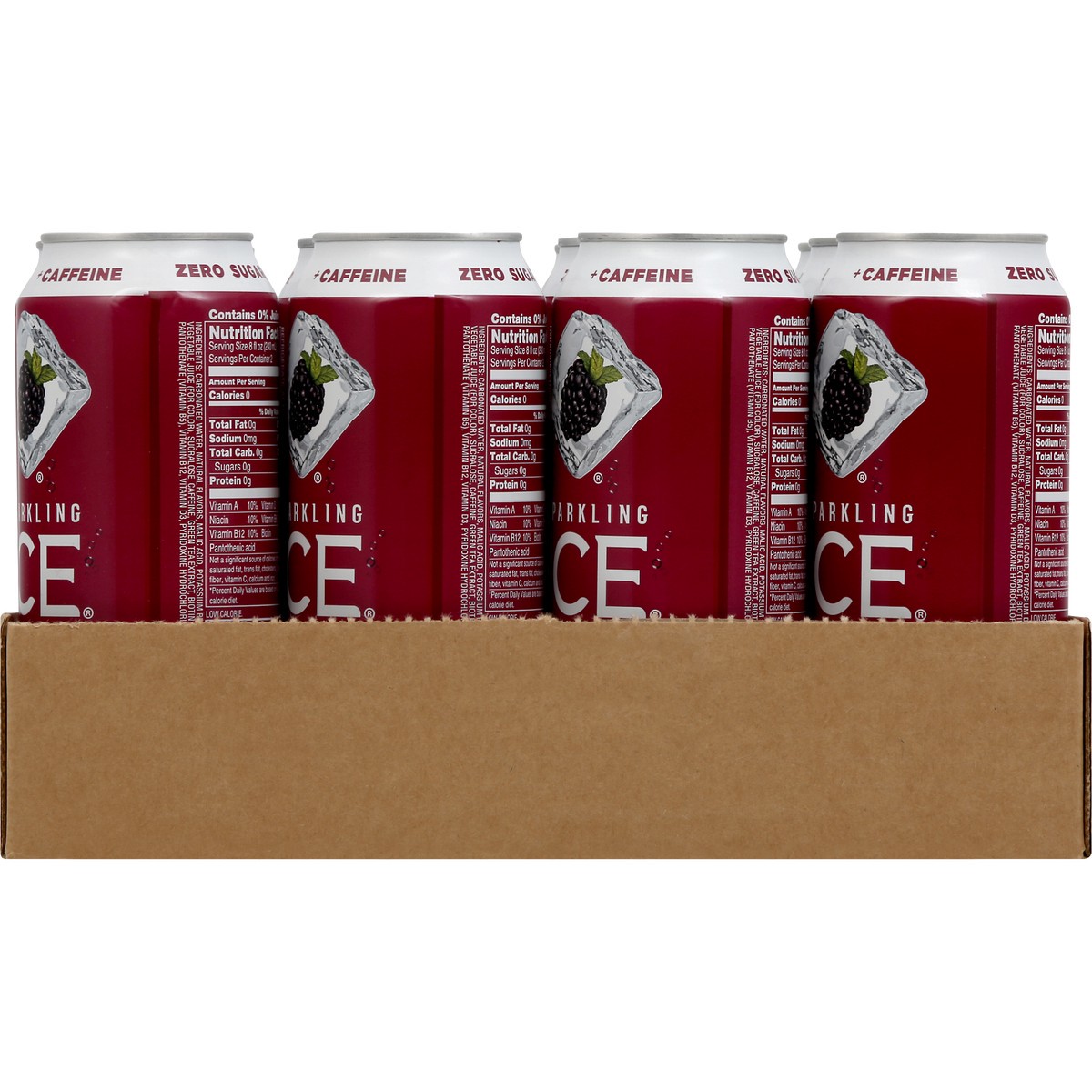 slide 3 of 10, Sparkling ICE +Caffeine Zero Sugar Black Raspberry Sparkling Water 12 - 16 fl oz Cans, 192 fl oz