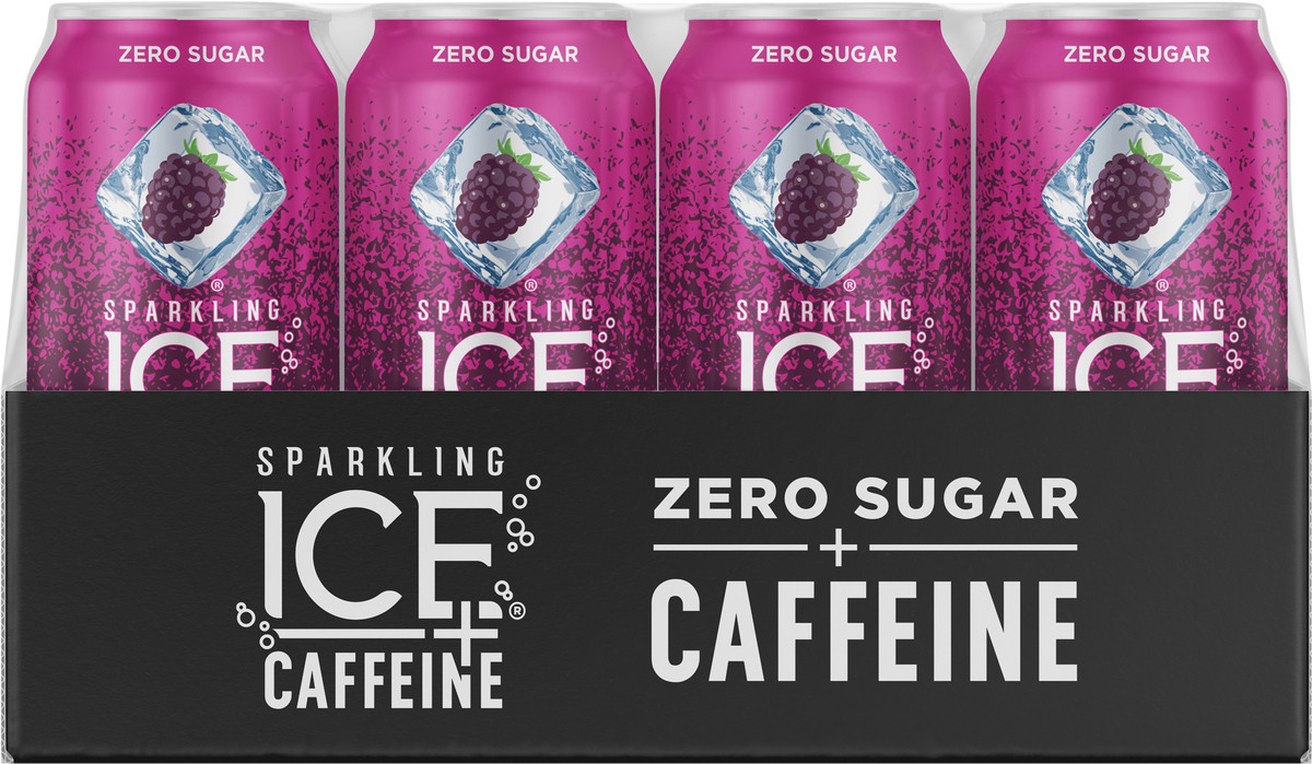 slide 1 of 10, Sparkling ICE +Caffeine Zero Sugar Black Raspberry Sparkling Water 12 - 16 fl oz Cans, 192 fl oz