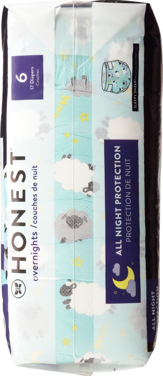 slide 8 of 9, Honest Overnights Sleepy Sheep Size 6 (35+ lbs) Diapers 17 ea, 21 ct