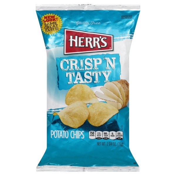 slide 1 of 1, Herr's Regular Potato Chips, 2.875 oz