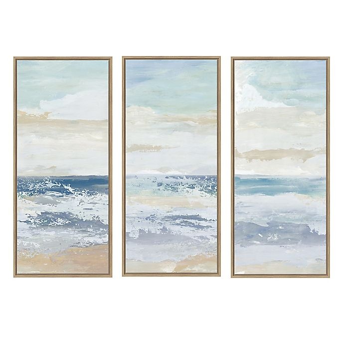 slide 1 of 4, Boston Warehouse Ocean Framed Canvas Wall Art, 3 ct; 12 in x 28 in