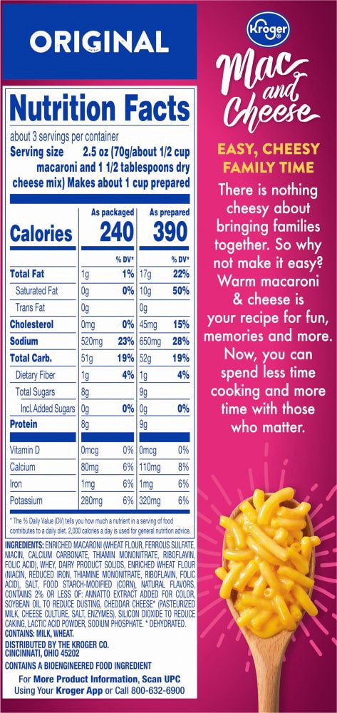 slide 2 of 4, Kroger Original Macaroni And Cheese, 7.45 oz