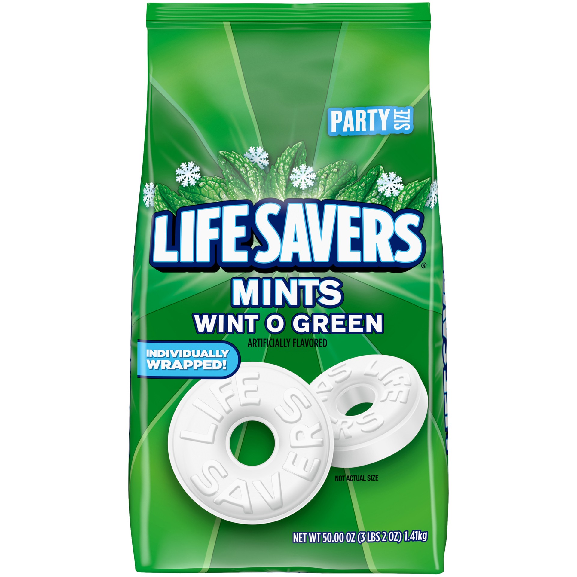 slide 1 of 7, Life Savers Wint-O-Green Breath Mints Hard Candy, Party Size, 50 oz