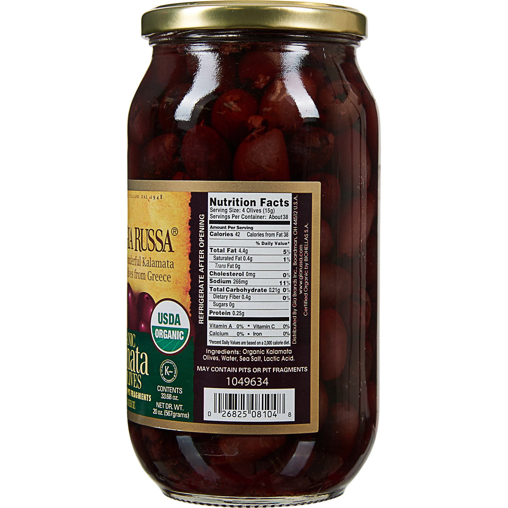 slide 2 of 2, John Zidian Co Gia Russa Organic Kalamata Pitted Olives, 33.68 oz, 