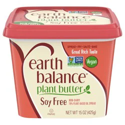 Earth Balance Plant Butter Soy Free Plant Based Oil Spread, 15-oz. Tub