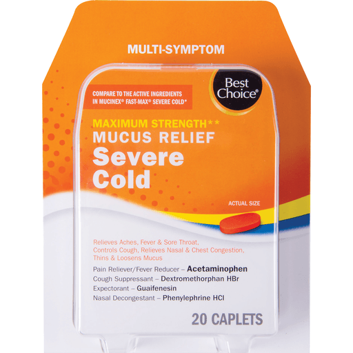 slide 1 of 1, Best Choice Mucus Relief Severe Cold, 20 ct