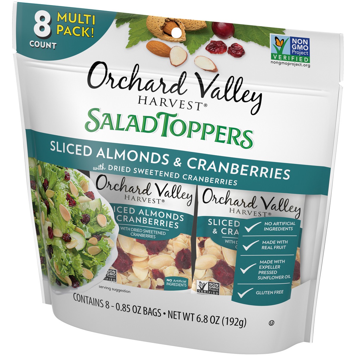 slide 9 of 14, Orchard Valley Harvest Salad Toppers Sliced Almonds & Cranberries Multi Pack 8-0.85 oz. Bags, 6.8 oz