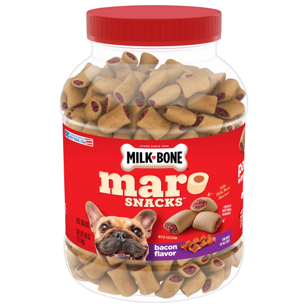 slide 9 of 19, Milk-Bone Marosnacks Bacon Flavor Dog Snacks with Real Bone Marrow 1 40 oz, 40 oz