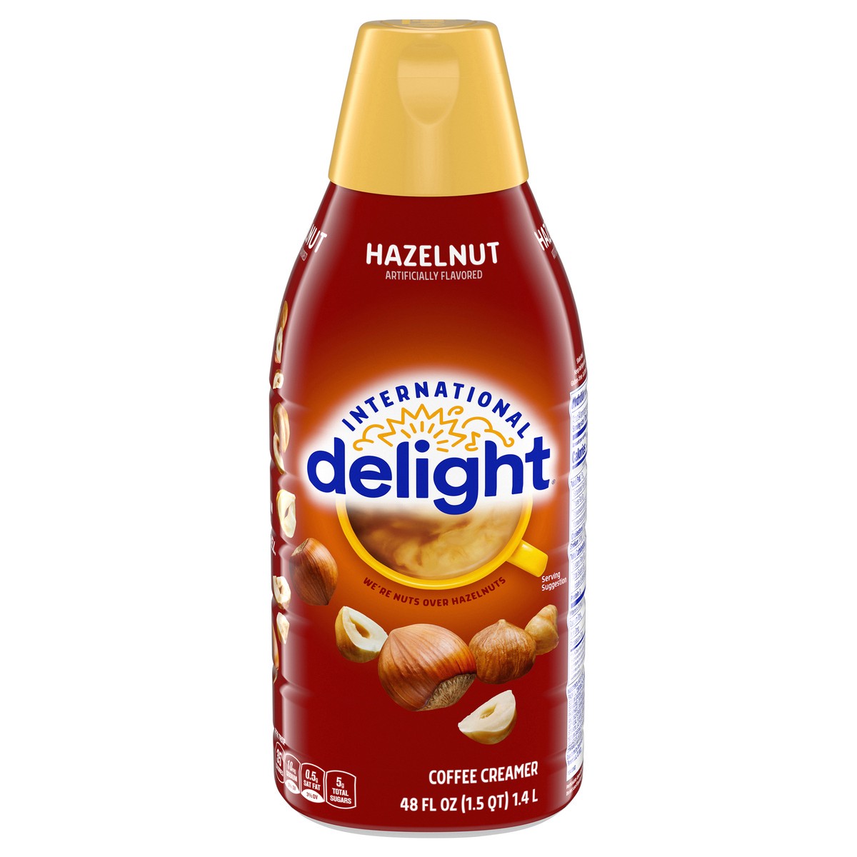 slide 1 of 5, International Delight Coffee Creamer, Hazelnut, Refrigerated Flavored Creamer, 48 FL OZ Bottle, 48 fl oz