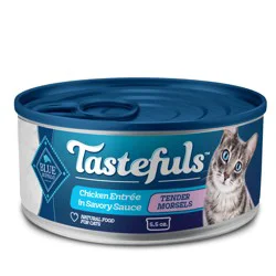 Blue Buffalo Tastefuls Natural Wet Food for Adult Cats, Chicken Entrée Morsels in Gravy, 5.5-oz. Can