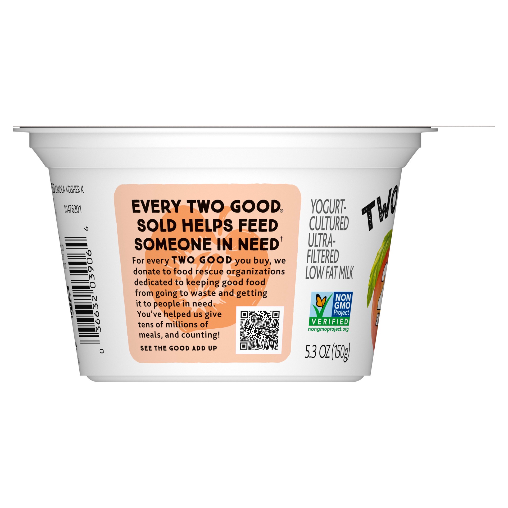 slide 4 of 4, Too Good & Co. Peach Flavored Lower Sugar, Low Fat Greek Yogurt Cultured Product, Gluten Free, Keto Friendly Healthy Snacks, 5.3 OZ Cup, 5.3 oz