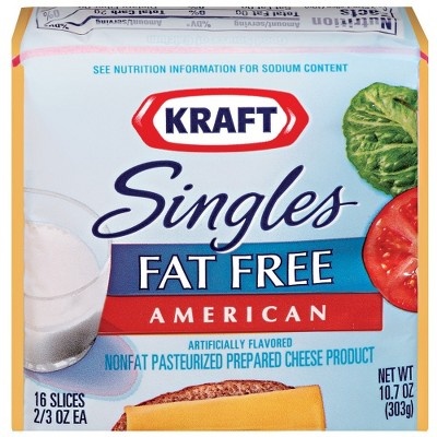 slide 1 of 1, Kraft Singles Fat Free American Cheese Slices, 16 ct; 10.7 oz