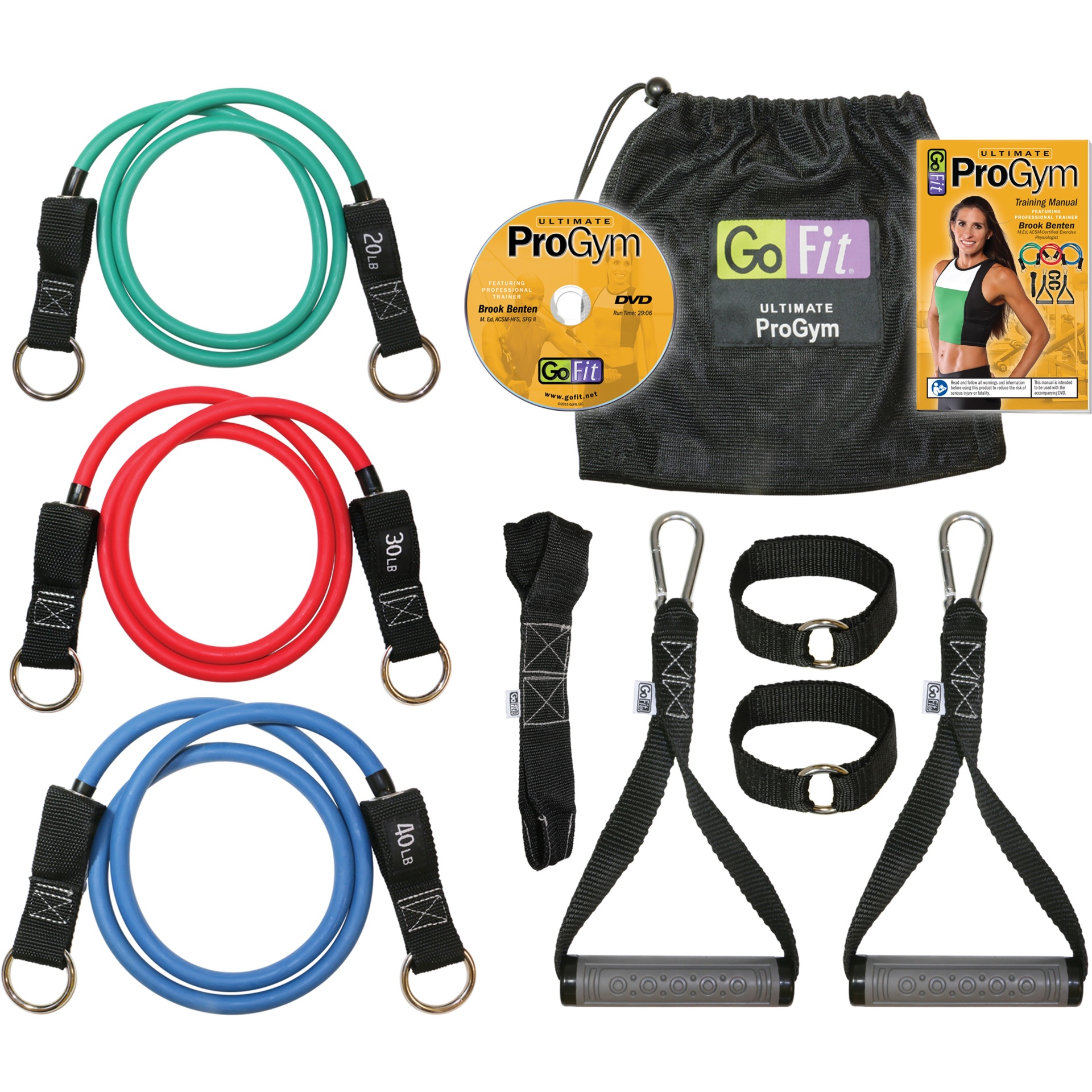 slide 1 of 1, GoFit Pro Gym-in-a-Bag Round Resistance Bands with Handles, Straps, Door Anchor and DVD, 1 ct