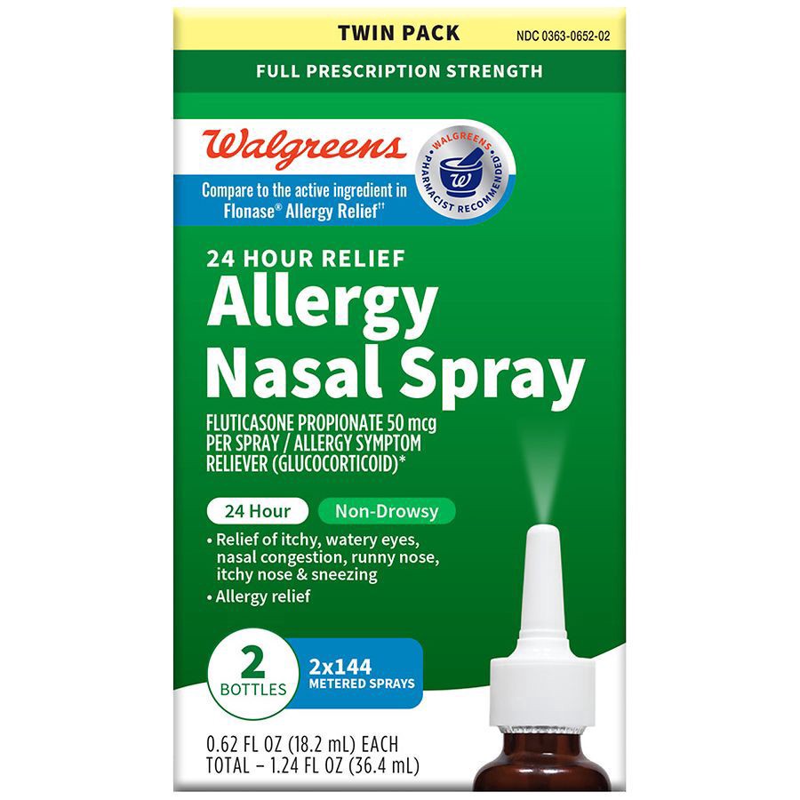 slide 3 of 5, Walgreens Fluticasone Allergy Nasal Spray, 0.62 fl oz x 2 ct
