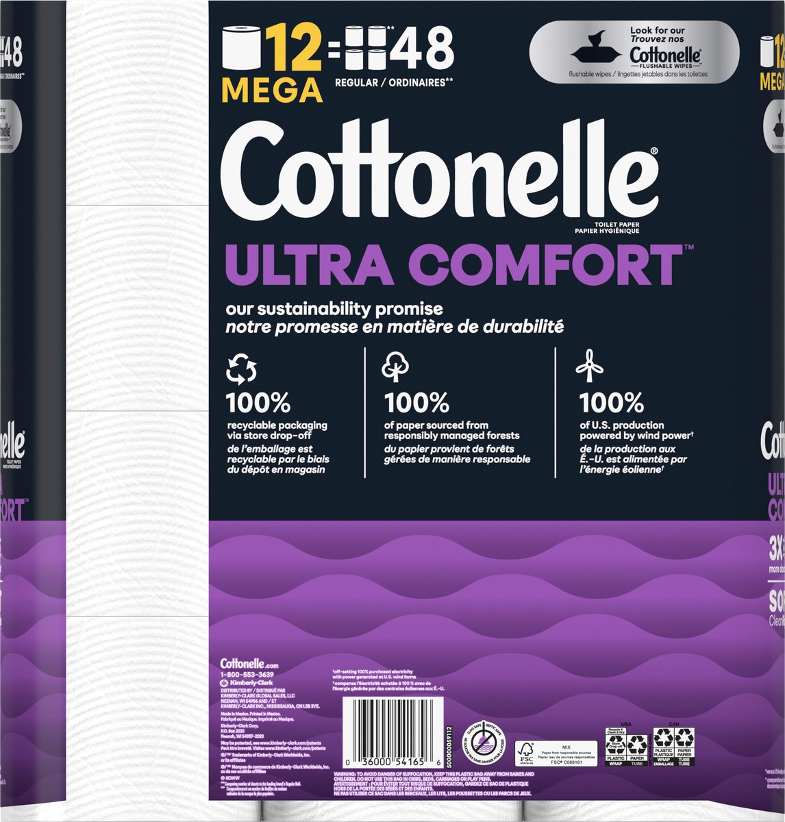slide 7 of 9, Cottonelle Ultra Comfort Toilet Paper, Strong Toilet Tissue, 12 Mega Rolls (12 Mega Rolls = 48 Regular Rolls), 268 Sheets per Roll, 12 ct