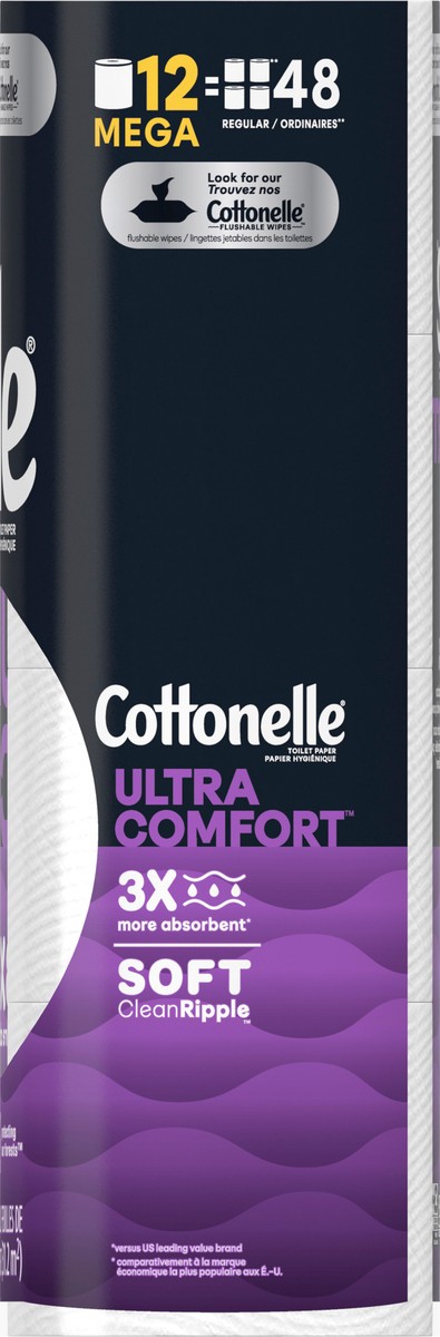 slide 3 of 9, Cottonelle Ultra Comfort Toilet Paper, Strong Toilet Tissue, 12 Mega Rolls (12 Mega Rolls = 48 Regular Rolls), 268 Sheets per Roll, 12 ct