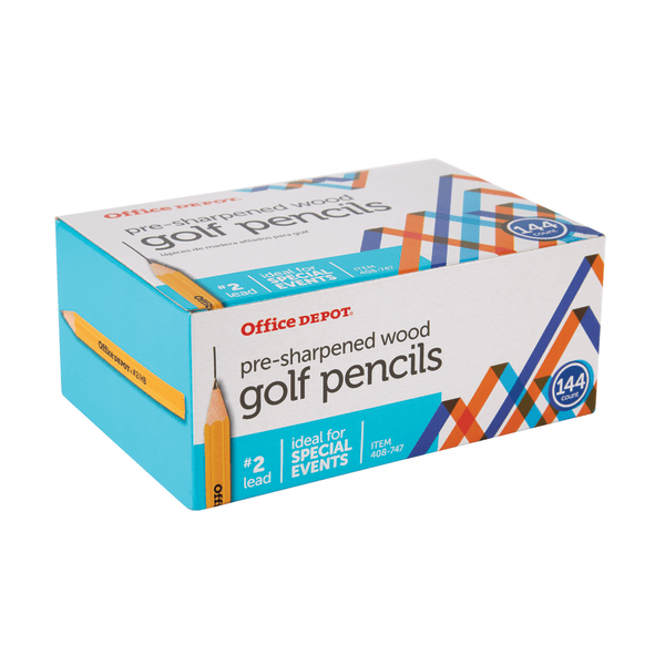 slide 1 of 4, Office Depot Brand Pre-Sharpened Golf Pencils, Medium Point, Yellow, Pack Of 144, 144 ct