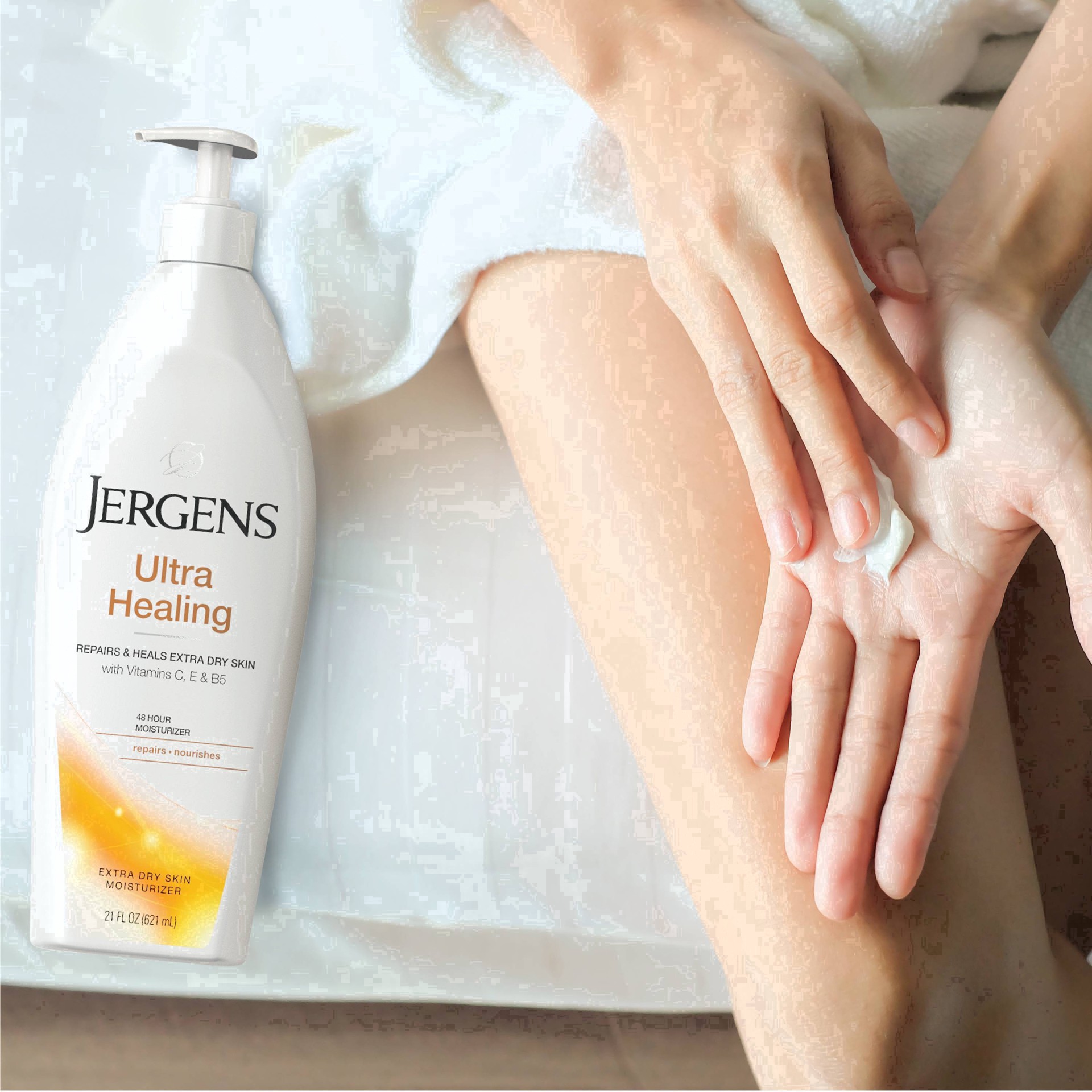 slide 23 of 67, Jergens Hand and Body Lotion, Dry Skin Moisturizer with Vitamins C,E, and B5, 21 fl oz