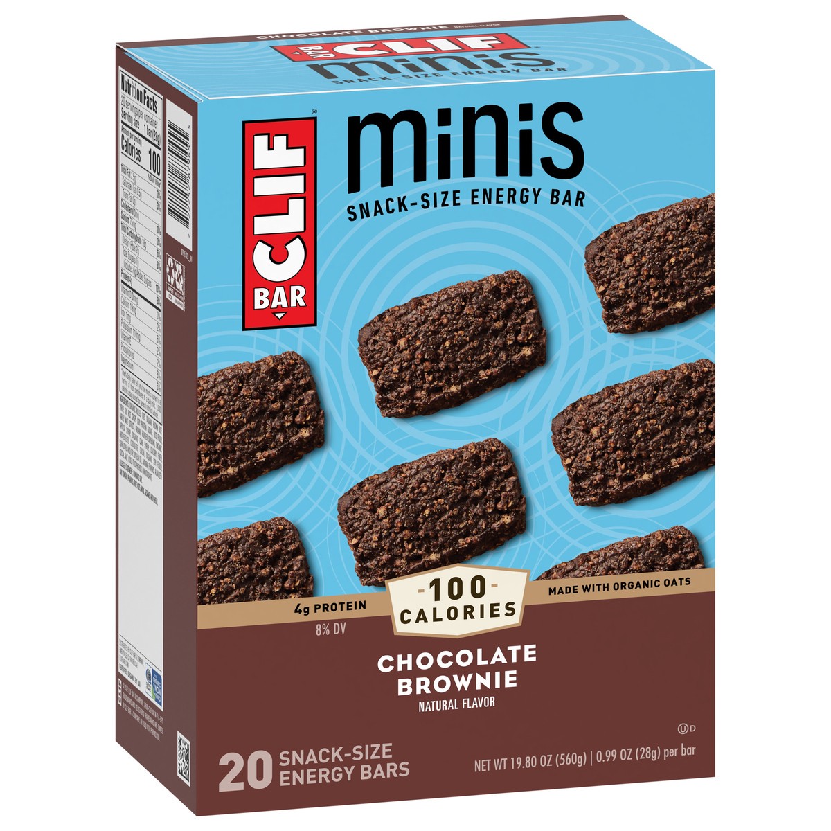 slide 2 of 9, CLIF BAR Minis - Chocolate Brownie Flavor - Made with Organic Oats - 4g Protein - Non-GMO - Plant Based - Snack-Size Energy Bars - 0.99 oz. (20 Pack), 20 ct