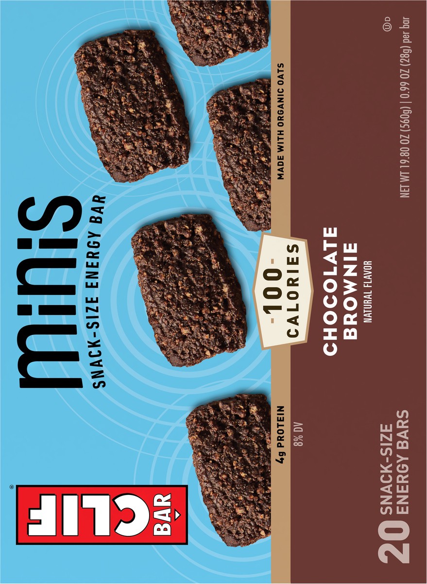 slide 5 of 9, CLIF BAR Minis - Chocolate Brownie Flavor - Made with Organic Oats - 4g Protein - Non-GMO - Plant Based - Snack-Size Energy Bars - 0.99 oz. (20 Pack), 20 ct