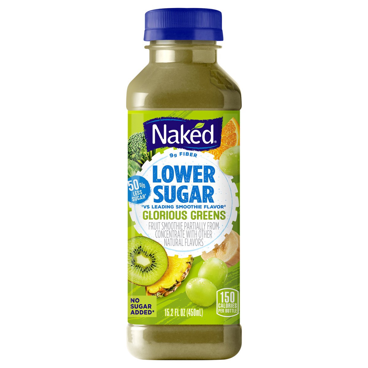 slide 3 of 9, Naked Juice Lower Sugar, Glorious Greens, 15.2 Fl Oz Bottle, 15.20 fl oz