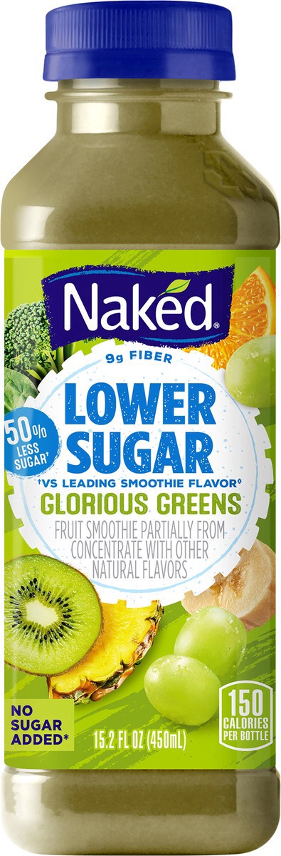 slide 4 of 9, Naked Juice Lower Sugar, Glorious Greens, 15.2 Fl Oz Bottle, 15.20 fl oz