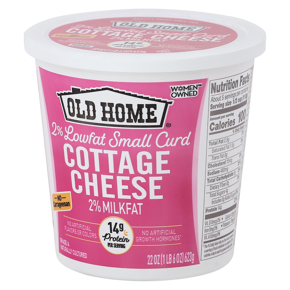 slide 2 of 9, Old Home 2% Low Fat Cottage Cheese, 22 oz