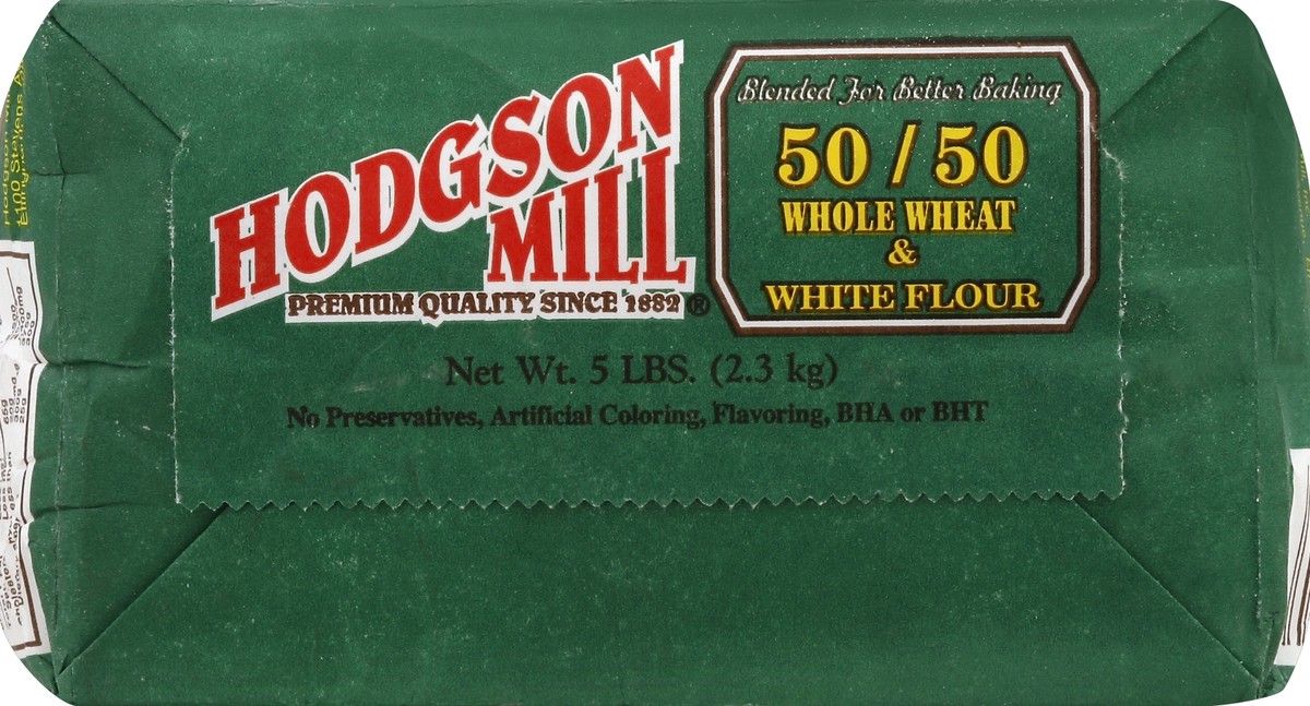 slide 4 of 5, Hodgson Mill Flour, 50/50, Whole Wheat & White, Old Fashioned, 5 lb