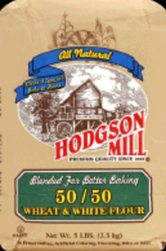 slide 1 of 5, Hodgson Mill Flour, 50/50, Whole Wheat & White, Old Fashioned, 5 lb