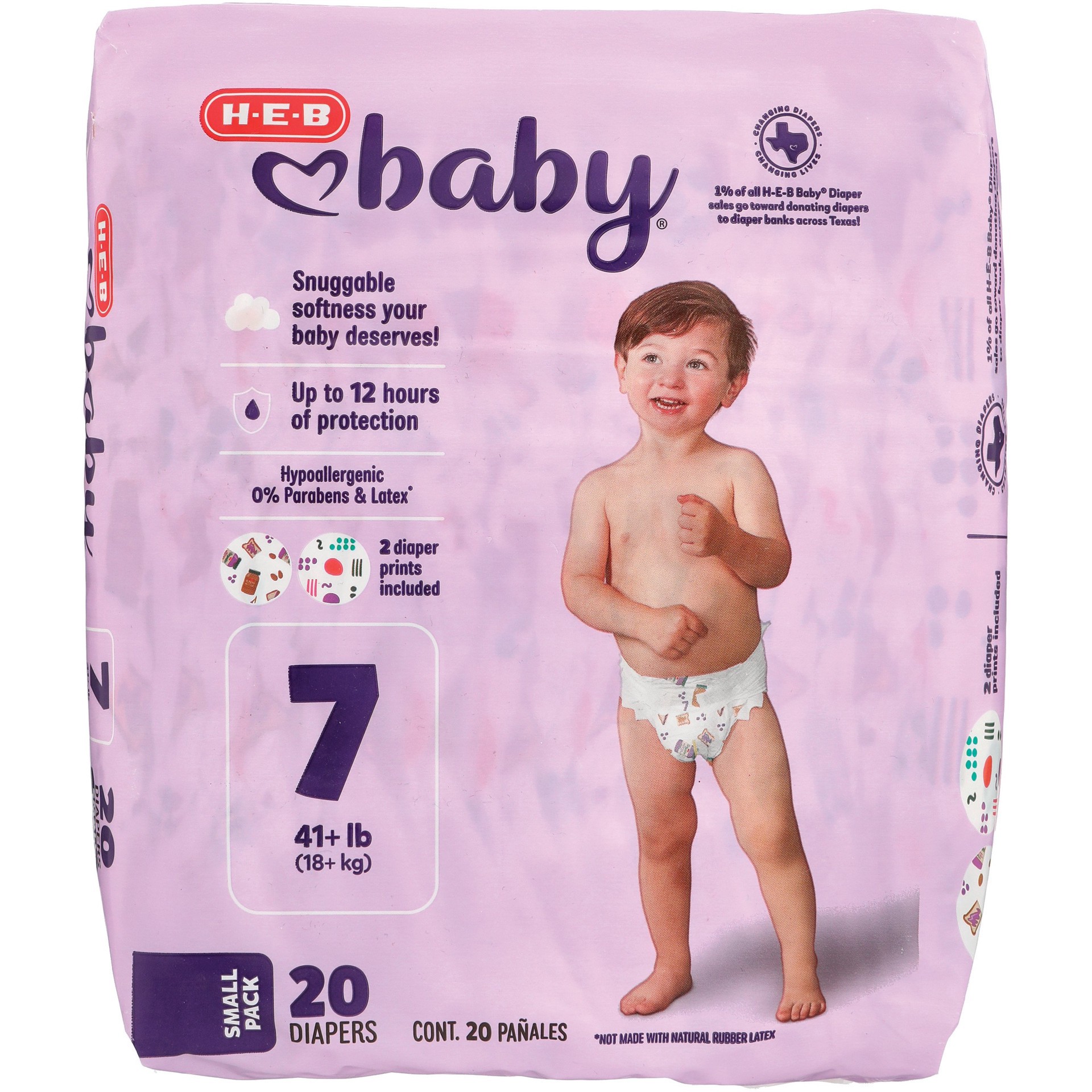 slide 1 of 1, H-E-B Baby Small Pack Diapers - Size 7, 20 ct