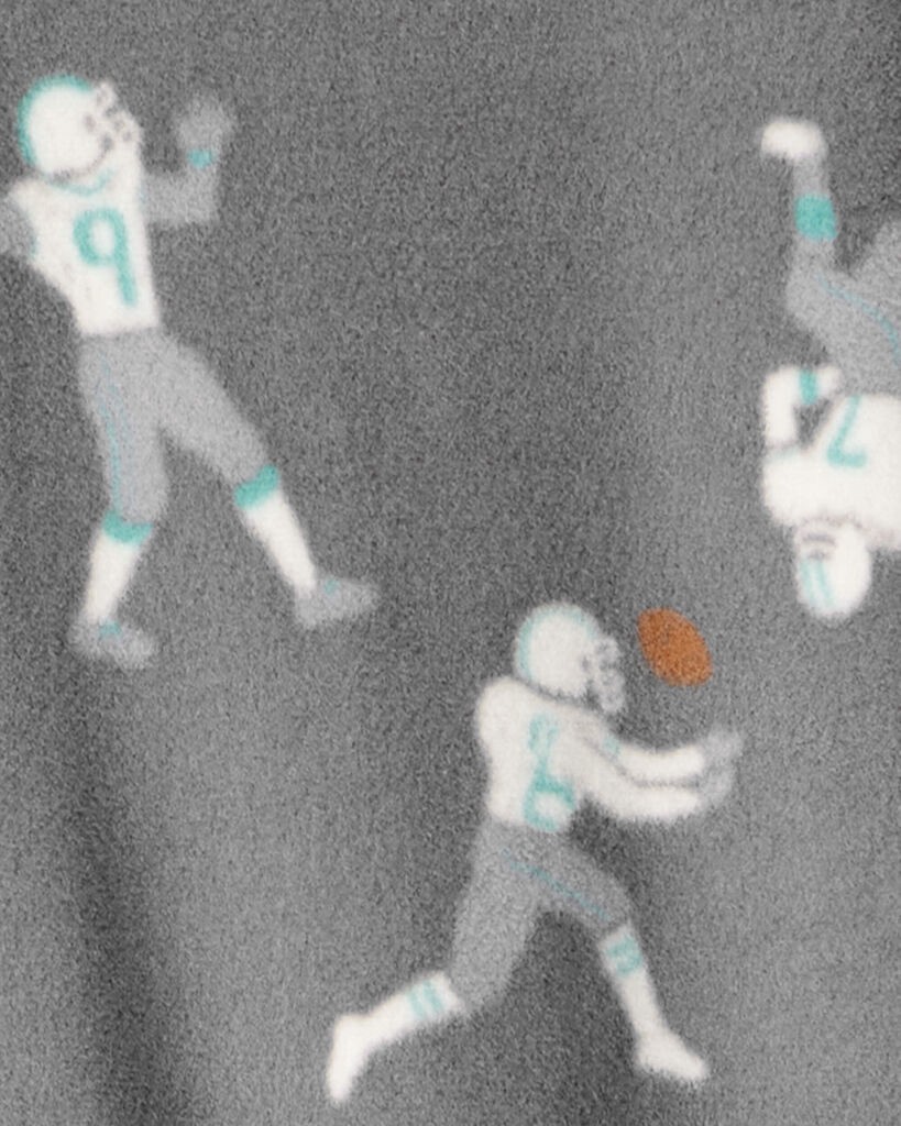 slide 2 of 2, Carter's Boys Football Print Loose Fit Long-Sleeve Zip-Up 1-Piece Pajamas Multi 8, 1 ct