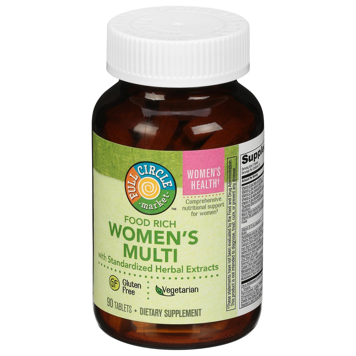 slide 9 of 10, Full Circle Market Women's Multivitamin With Standardized Herbal Extracts Vegetarian Tablets, 90 ct