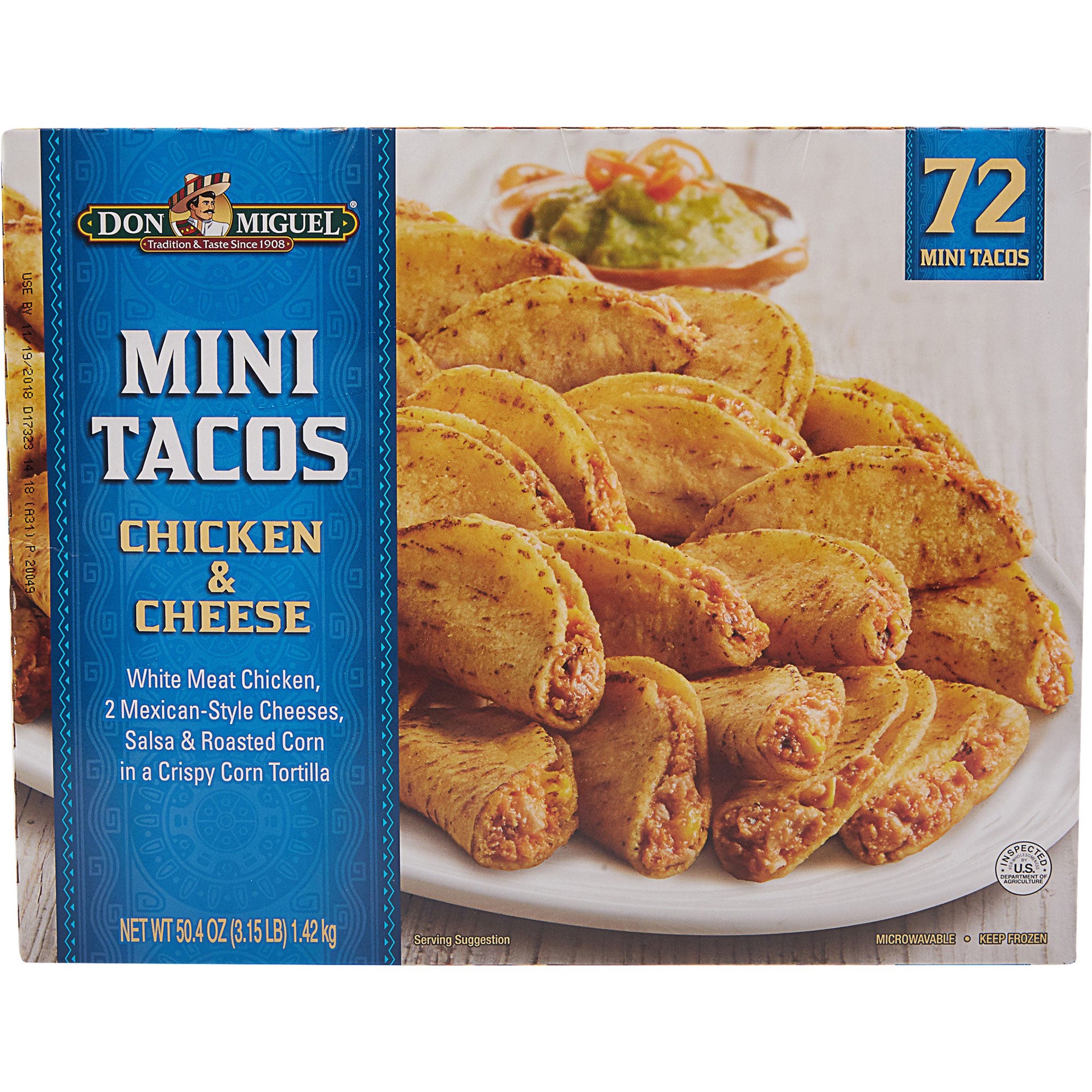 slide 1 of 2, Don Miguel Mini Tacos, Chicken & Cheese, 72 count, 