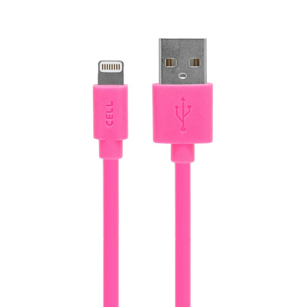 slide 1 of 1, Cell Candy USB-to-Lightning Sync/Charge Cable for Apple iPhone 5 - Shocking Pink, 4 ft