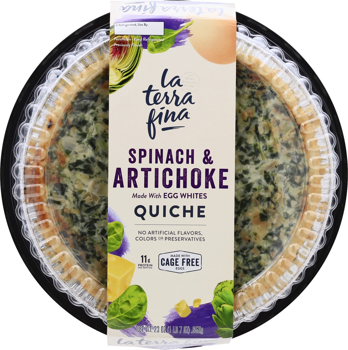 slide 2 of 7, La Terra Fina Spinach & Artichoke Quiche 23 oz, 23 oz