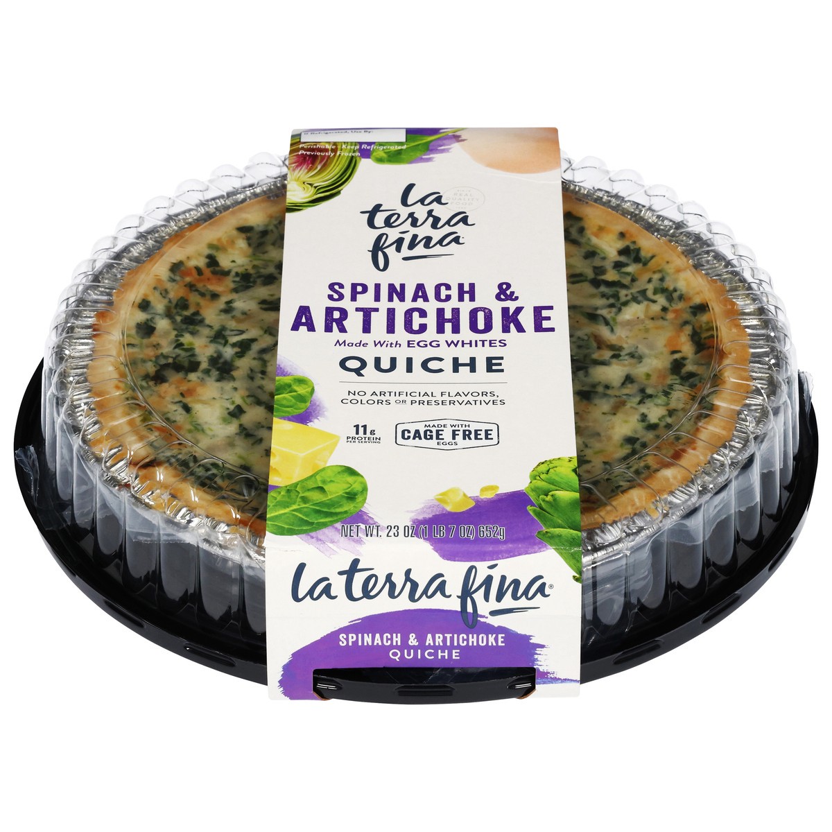 slide 1 of 7, La Terra Fina Spinach & Artichoke Quiche 23 oz, 23 oz