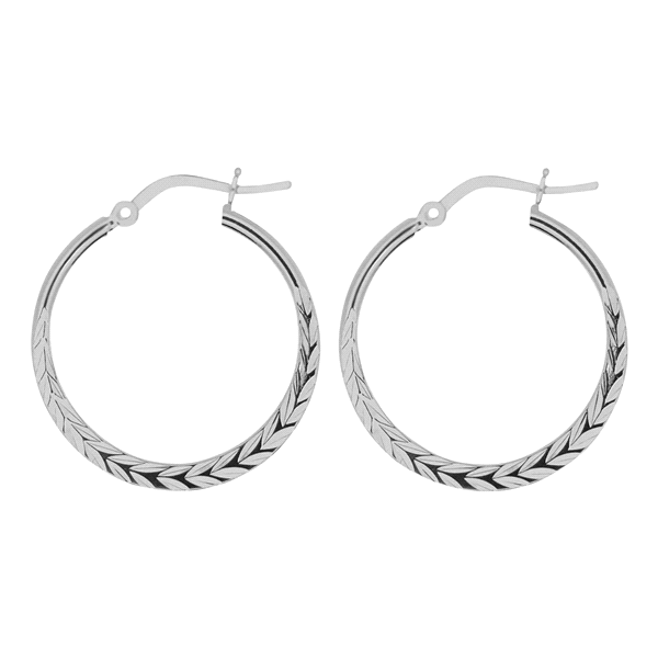slide 1 of 1, Mia and Amelia Brand Silver Plated Leafmark Hoop Earring, One Size