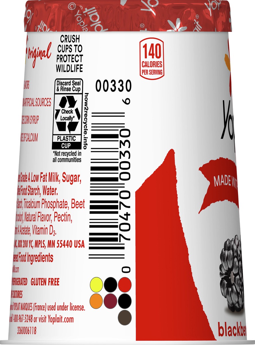 slide 8 of 9, Yoplait Original Blackberry Harvest Low Fat Yogurt, 6 oz Yogurt Cup, 6 oz