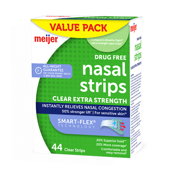 slide 1 of 2, Meijer Extra Clear Nasal Strips, 44 ct