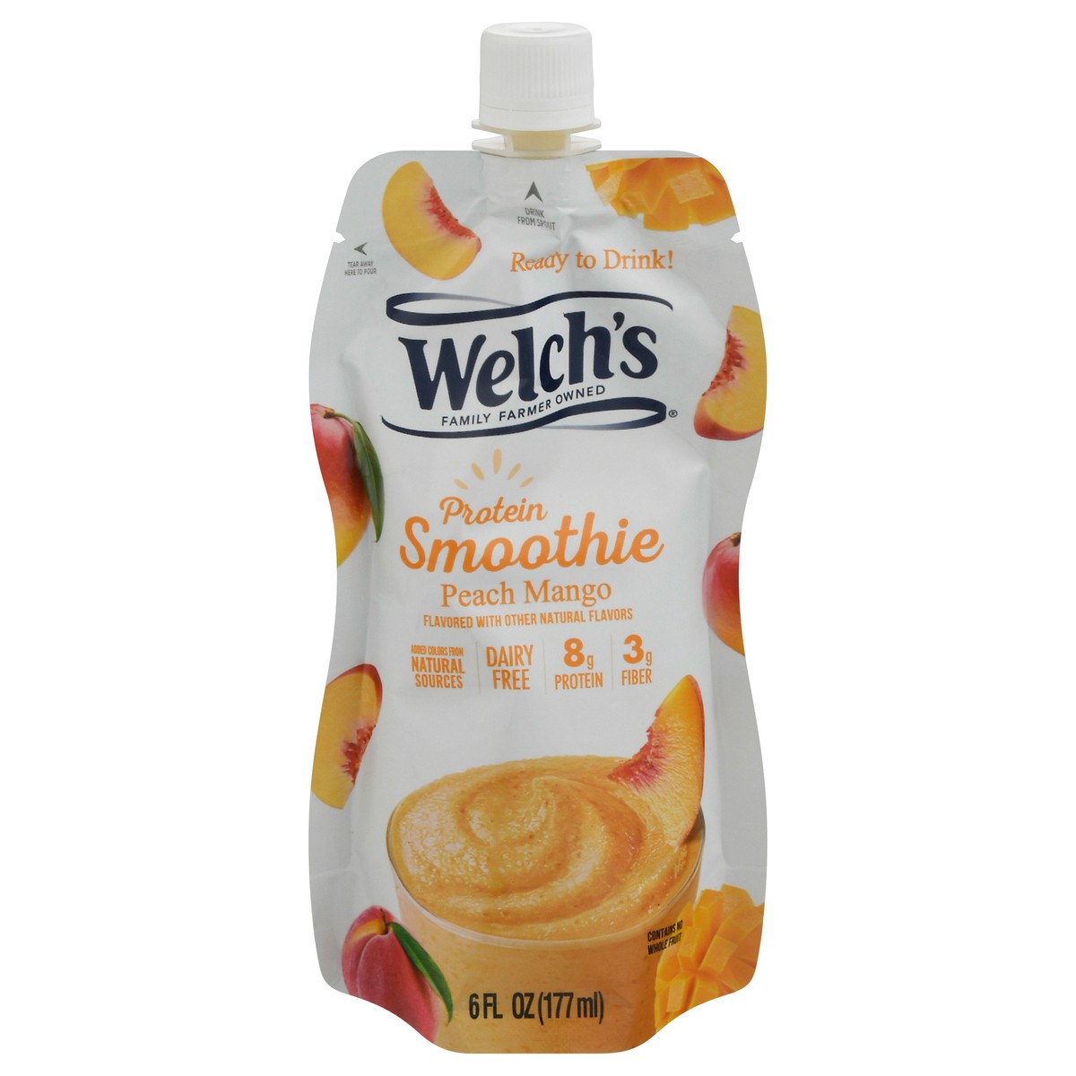 slide 1 of 9, Welch's Peach Mango Protein Smoothie 6 fl oz, 6 fl oz