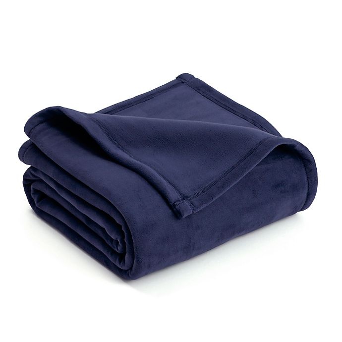 slide 1 of 1, Vellux Plush Full/Queen Blanket - Navy, 1 ct