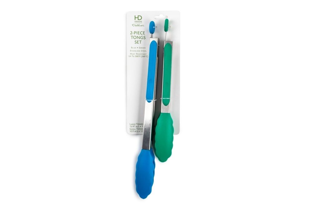 slide 1 of 1, Hd Designs Outdoors Tongs - Blue/Green, 2 ct