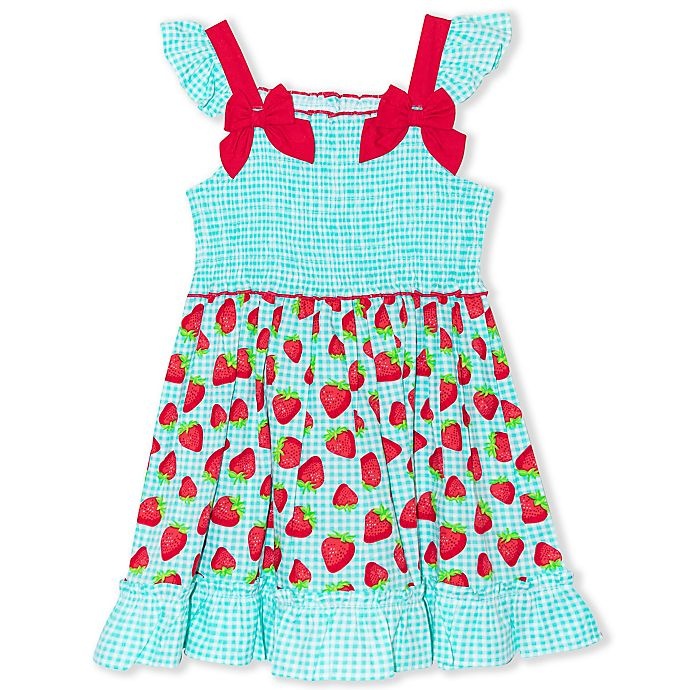slide 1 of 1, Nannette Baby Nannette strawberry plaid poplin dress, 1 ct