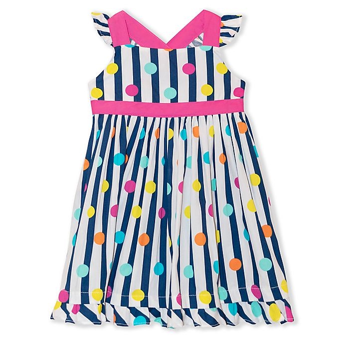 slide 1 of 1, Nannette Baby Nannette dot stripe multi poplin dress, 1 ct