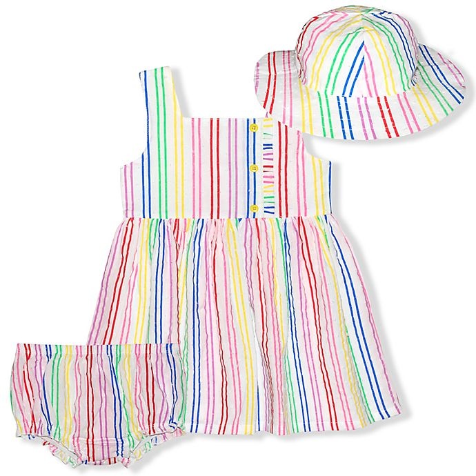 slide 1 of 1, Nannette Baby Nannette stripe dress with matching hat, 1 ct