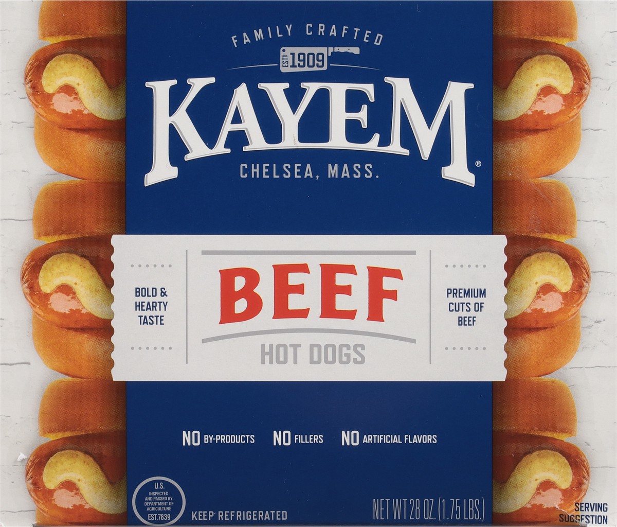 slide 5 of 13, Kayem Beef Hot Dogs 28 oz, 28 oz