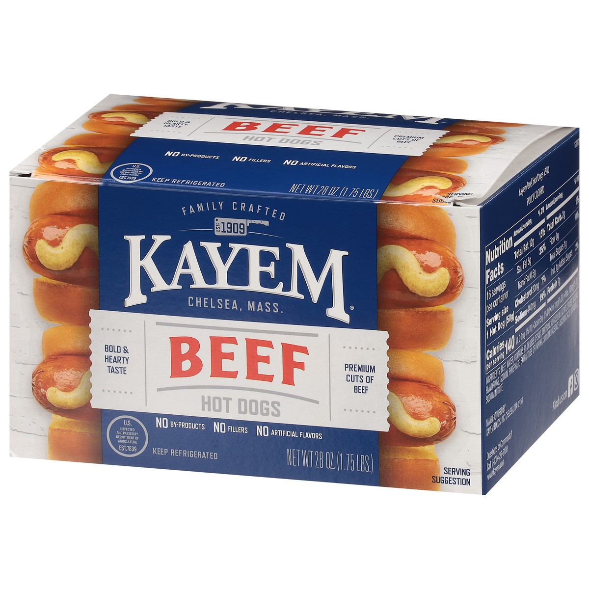 slide 9 of 13, Kayem Beef Hot Dogs 28 oz, 28 oz