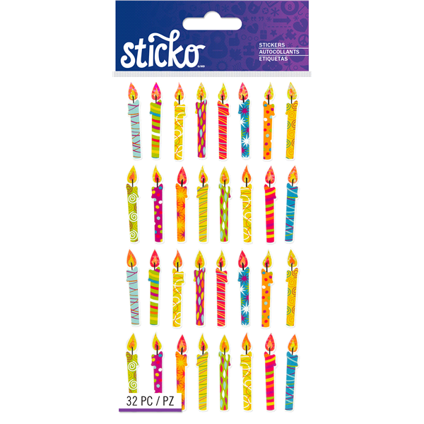 slide 1 of 1, Sticko Stickers Birthday Candle Repeat, 32 ct