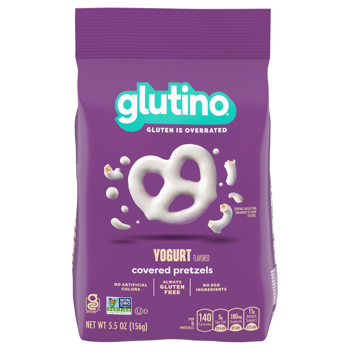 slide 1 of 8, Glutino Gluten Free Yogurt Flavored Covered Pretzels, Gluten Free Snacks, 5.5 oz., 5.5 oz